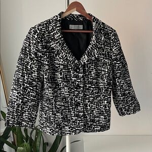 Tahari Black and White Patterned Blazer
